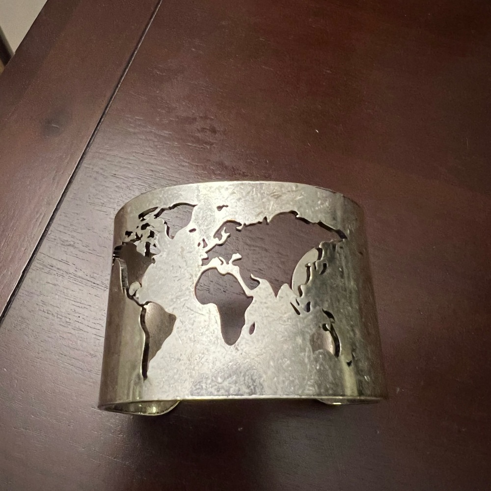 Boutique Silver Map Cuff Bracelet